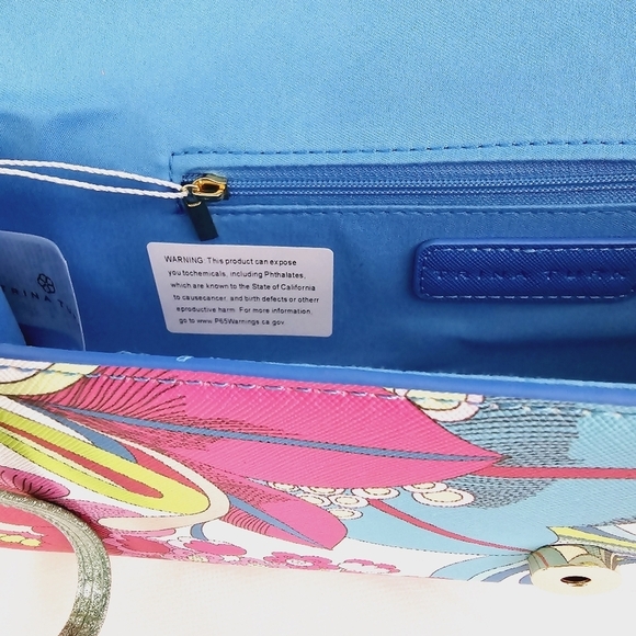 Trina Turk Floral Lilly pastel printed tote bag clutch evening bag, Pink NWT - Picture 8 of 11